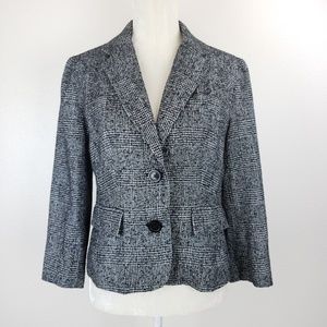 Michael Kors 3/4 Sleeve Tweed Blazer Black White